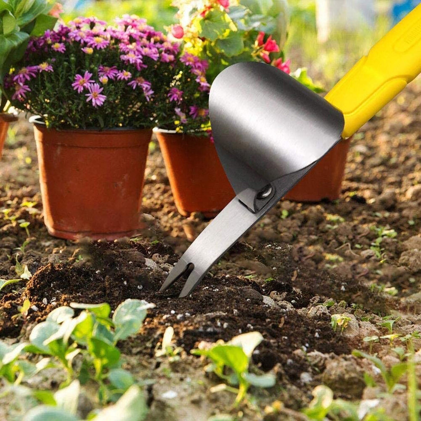 1pcs garden weeder tool lawn sturdy digging puller hand weeding fork pruning removal puller long-handled gardening tool