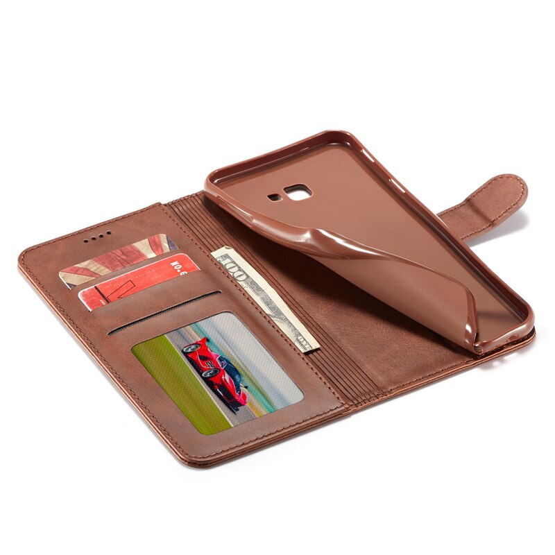 Voor samsung  j4 plus hoesje leren vintage telefoonhoesje op samsung galaxy  j4 hoesje flip portemonnee hoesje voor hoesje samsung  j4+  cover