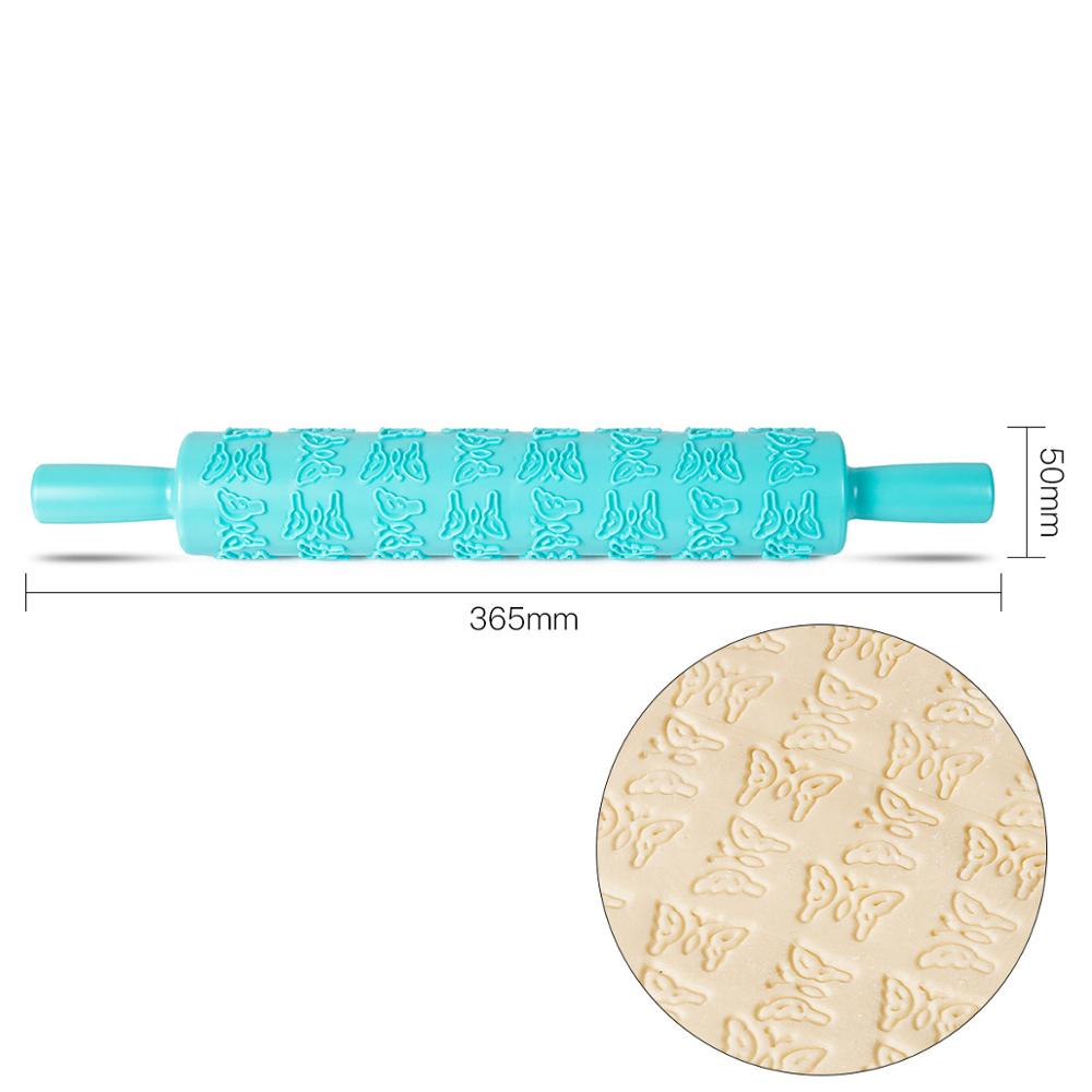 Pastic Non-stick Fondant Rolling Pin Embossing Cake Deeg Roller Decorating Cake Roller Ambachten DIY Bakken Keuken Gereedschap: 6