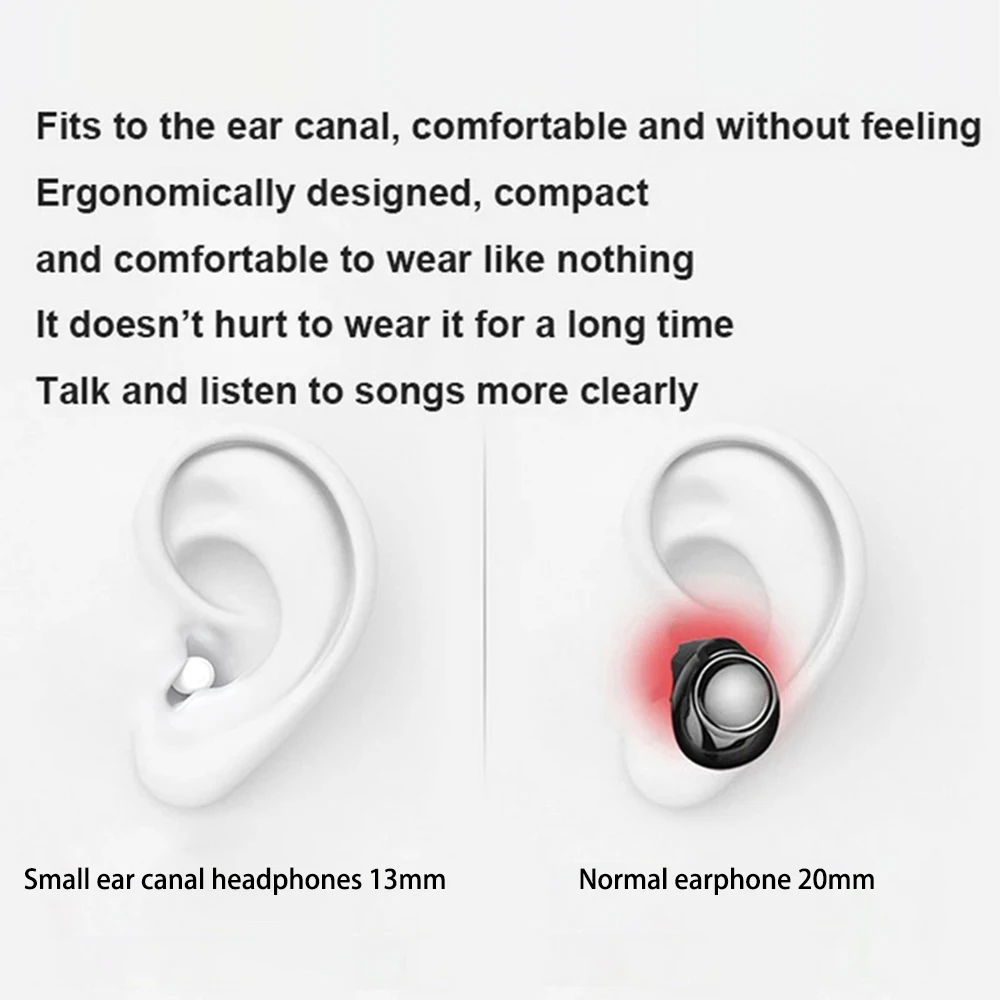 Écouteurs invisibles Mini écouteurs Bluetooth TWS sans fil avec Microphone appel HD écouteurs semi-intra-auriculaires réduction du bruit