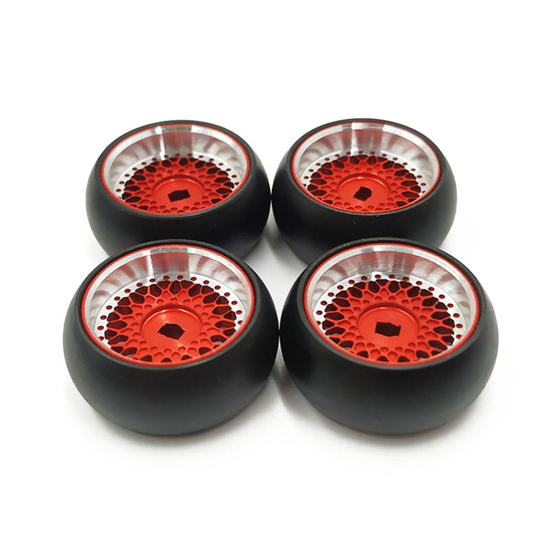 4 Uds juegos de neumáticos de aleación para RC 1/28 Wltoys K969 K989 P929 modelos de coches RC Drift Car neumáticos llantas: Rojo