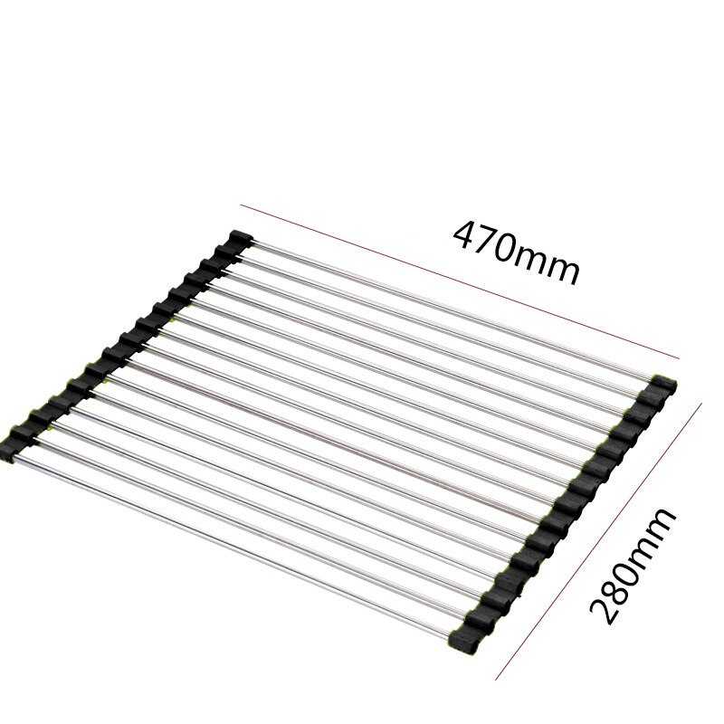 Foldable Dish Drying Rack Stainless Drainer above Sink Storage Organizer Tray Kitchen Accessories organizador de cocina: 470mmx280mm
