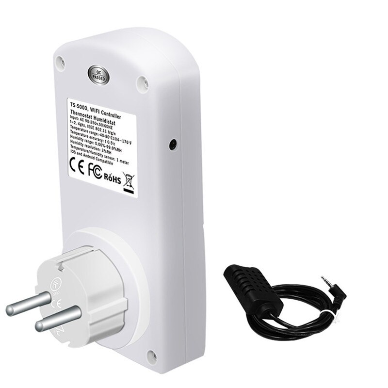 EPULA WiFi Smart EU Plug/Socket Temperature Humidity Controller Intelligent Timer Outlet Switch Remote Control For IOS/Android: Default Title