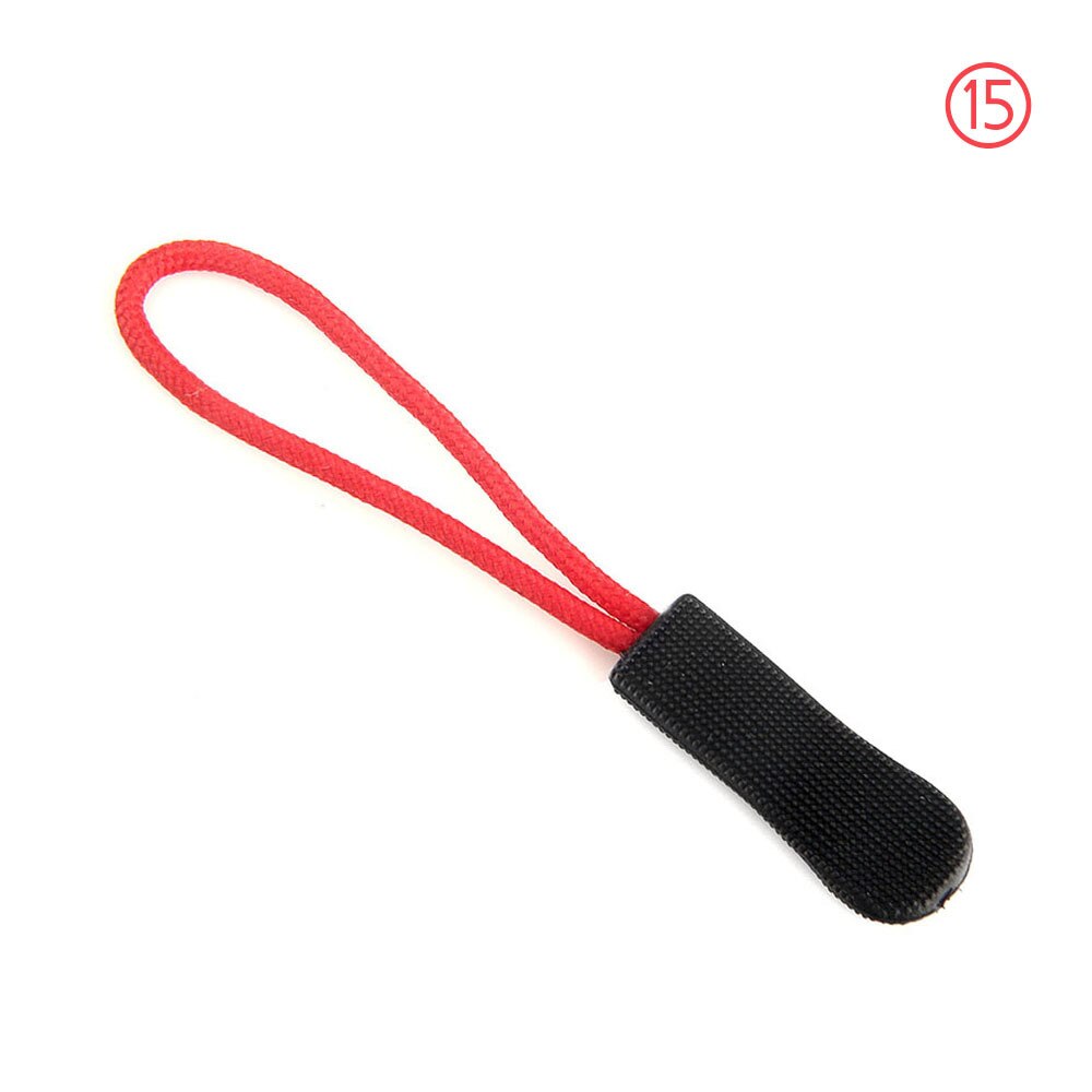 25 PC Rits Pull Puller End Fit Touw Reistas Koffer Kleding Rugzak Touw Tag Fixer Zip Cord Tab Vervanging rits Slider: Black and red rope