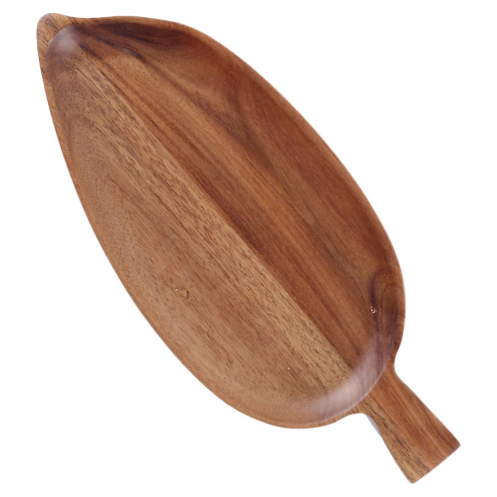 1Pc Wooden Tray Bread Plate Breakfast Dish Serving Tray (Light Brown): Default Title