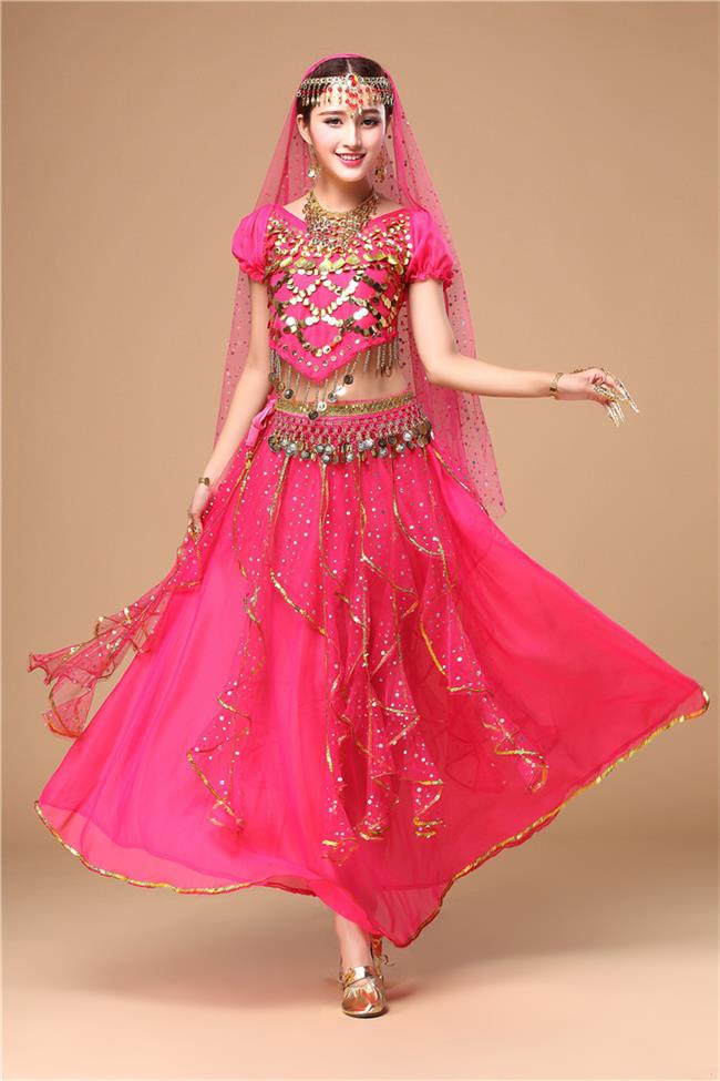 La danse du ventre Costume Rose rouge Polyester Bollywood danse