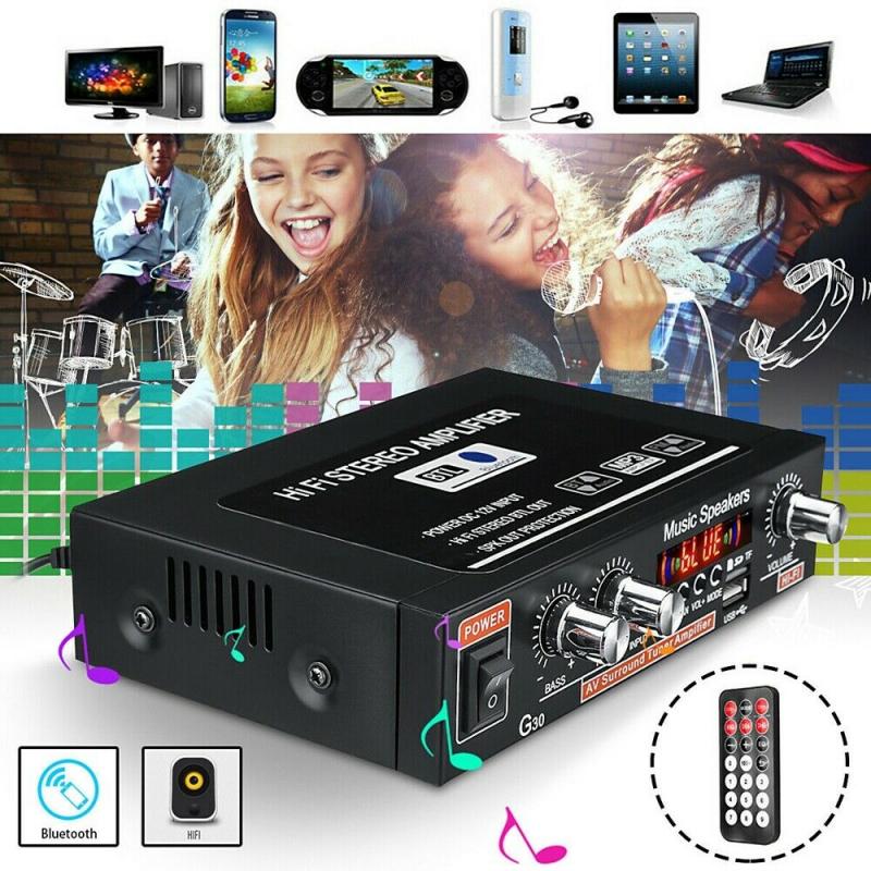 1pcs G30 Digital Home Amplifier Bluetooth Hifi Stereo Subwoofer Music Player Support Fm Tf Aux 2 Channel With Remote Control