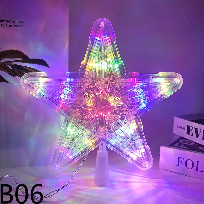 1 st 18/24.5cm julgran topp stjärna led ljus dekoration jul taklampa hem nattlampa dekor jul navidad: B06
