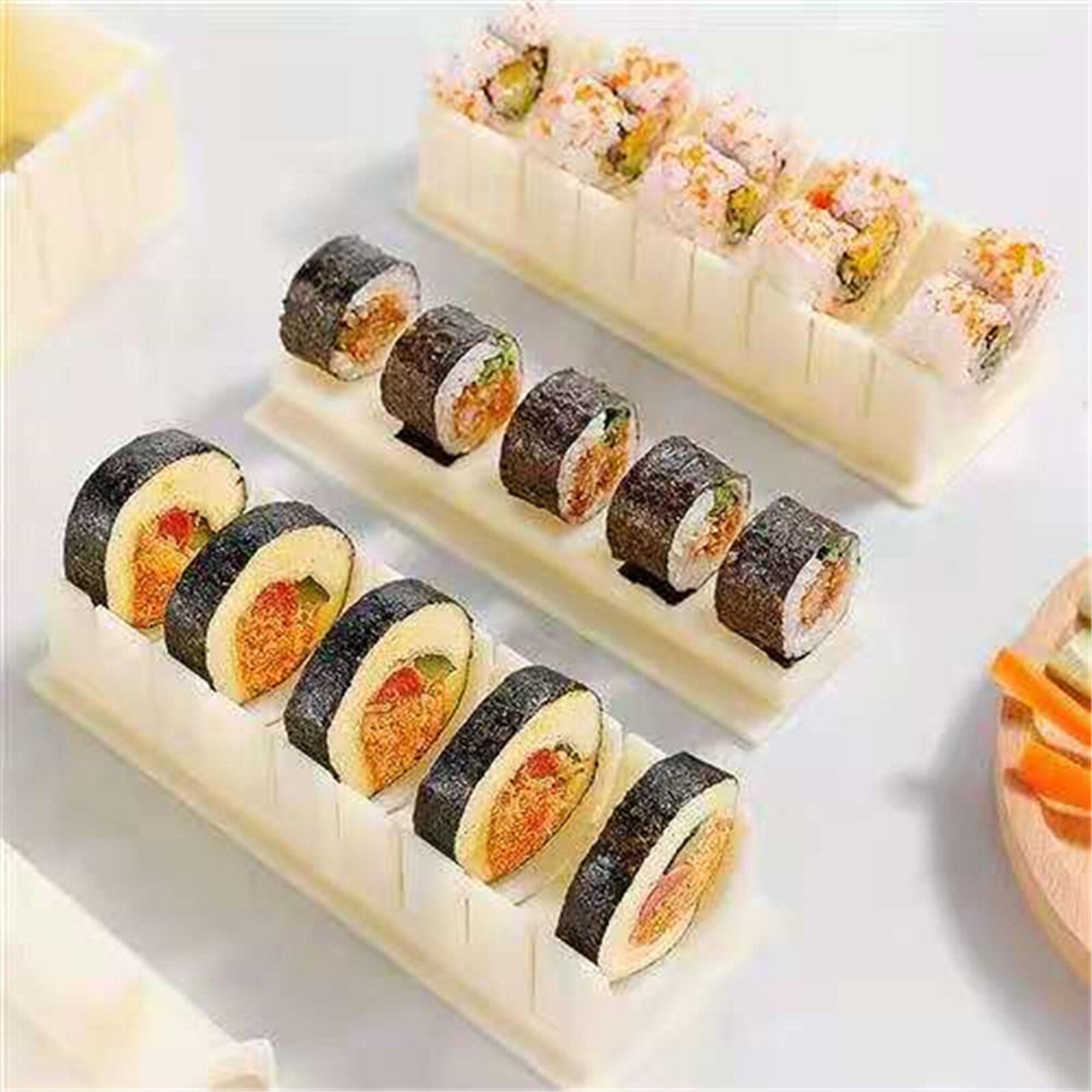 Sushi Maker Rice Mold Set DIY Japanse Rice Ball Roll Mold Heart Round Shaped Sushi Making Mould Kit Kitchen Cooking Tools