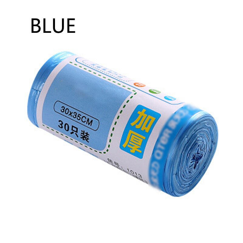 30Pcs/Roll Thicken Kleine Vuilniszakken Mini Desktop Prullenbak Vuilniszak Voor Huishoudelijke Schoonmaakmiddelen Afval Prullenbak Plastic tassen 30*35Cm: Blauw