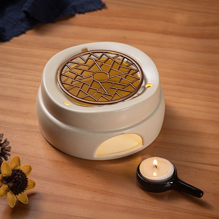 Creativo fornello da tè caldo scaldino in ceramica Kung Fu cinese impostato da tè accessori da tè riscaldatore di candela teiera base luce notturna arredamento: C stile