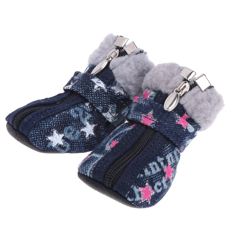 Laten Huisdier Schoenen Huisdier Honden Puppy Laarzen Denim Warm Sneeuw Winter Mooie Anti Slip Rits Casual Pet levert