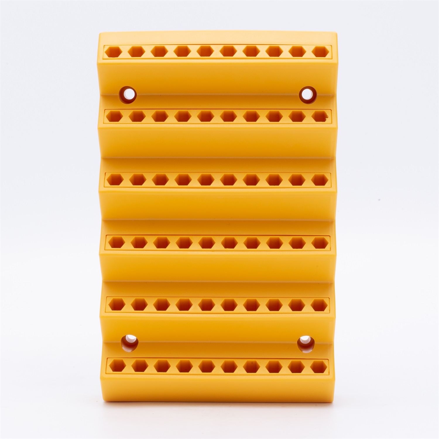 Organizador de brocas hexagonales con 70 ranuras, almacenamiento de brocas, cortador de fresado, soporte de taladro, organizador de puntas de destornillador hexagonal de 1/4 pulgadas: YELLOW
