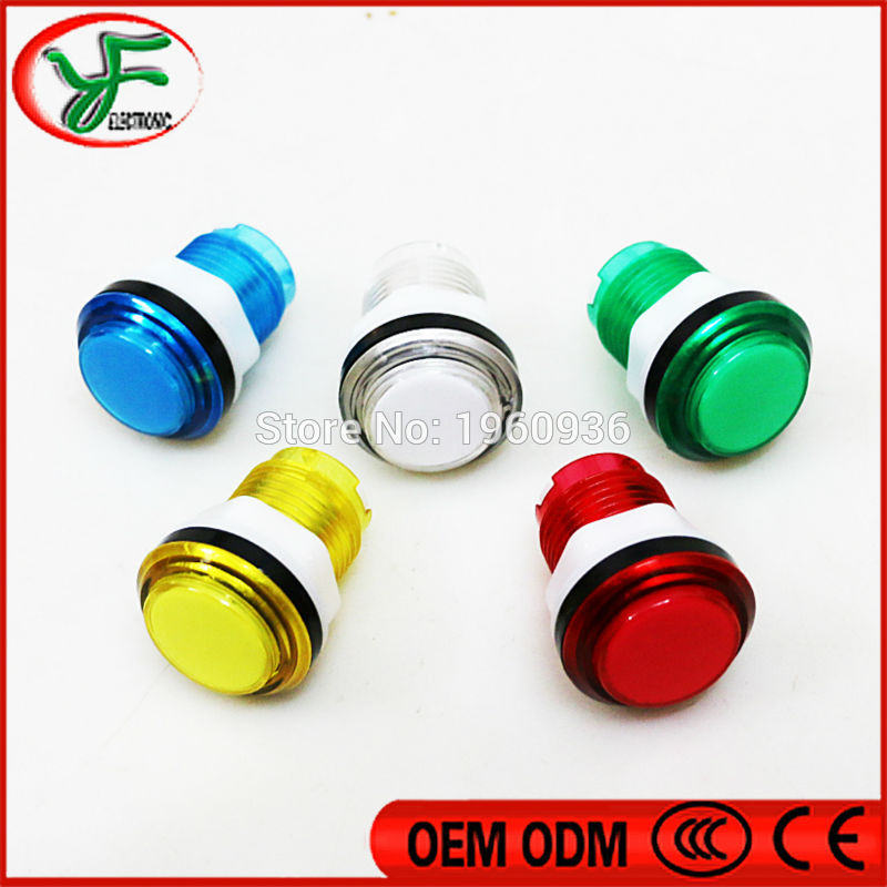 10pcs/lot 5 colors transparent Illuminated LED Push Button with microswitches for Arcade Game Cabinet Accessories Machine Parts