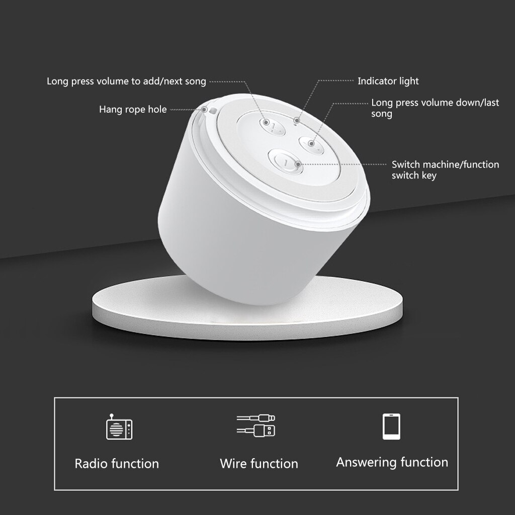 Merk ronde draagbare mini draadloze bluetooth speaker subwoofer slimme spraakgestuurde draagbare bluetooth speaker 5.0