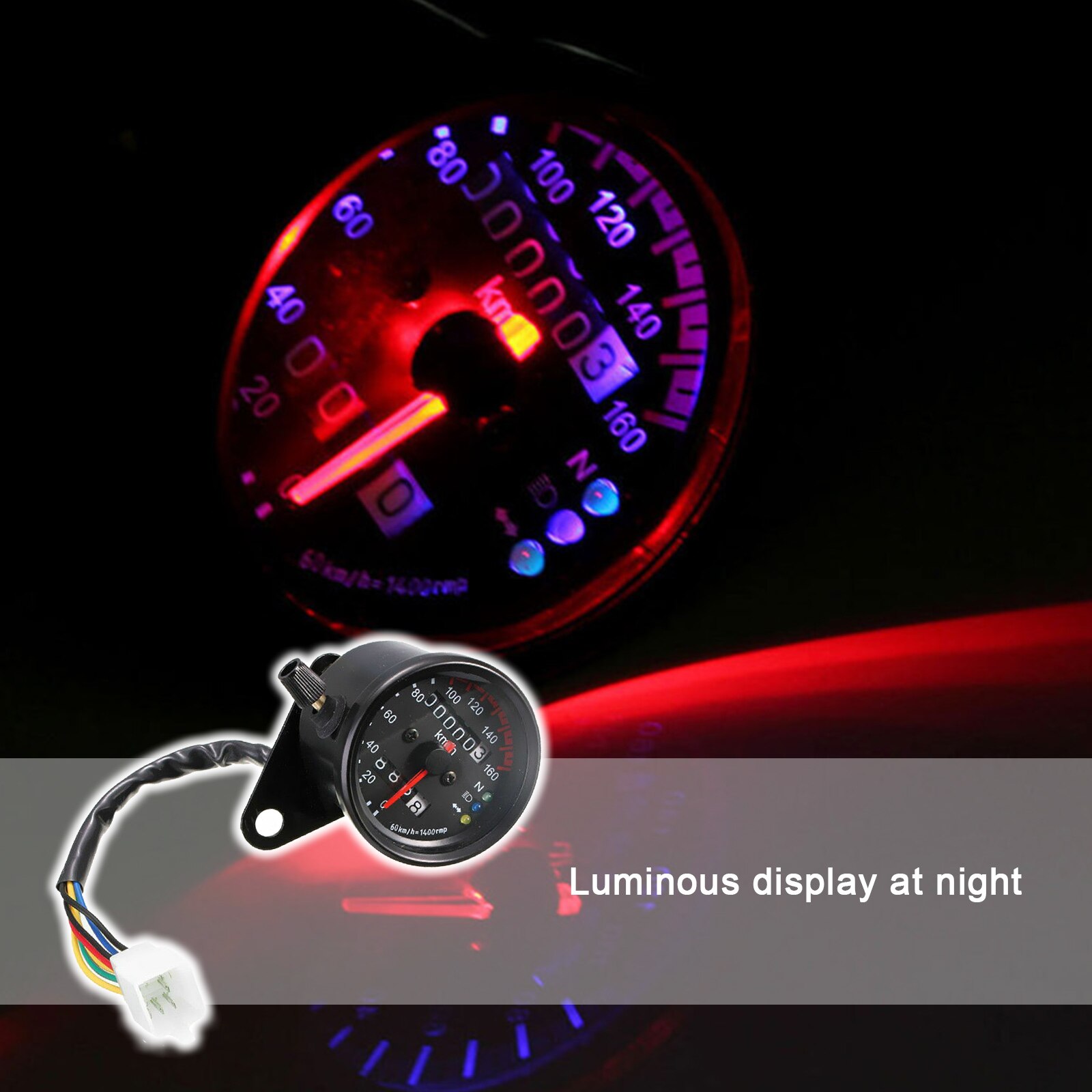 12V Universal Motorcycle Speedometer Odometer Motorcycle Dual Speed Meter With LED Indicator Speedometer Motorcycle Accessories