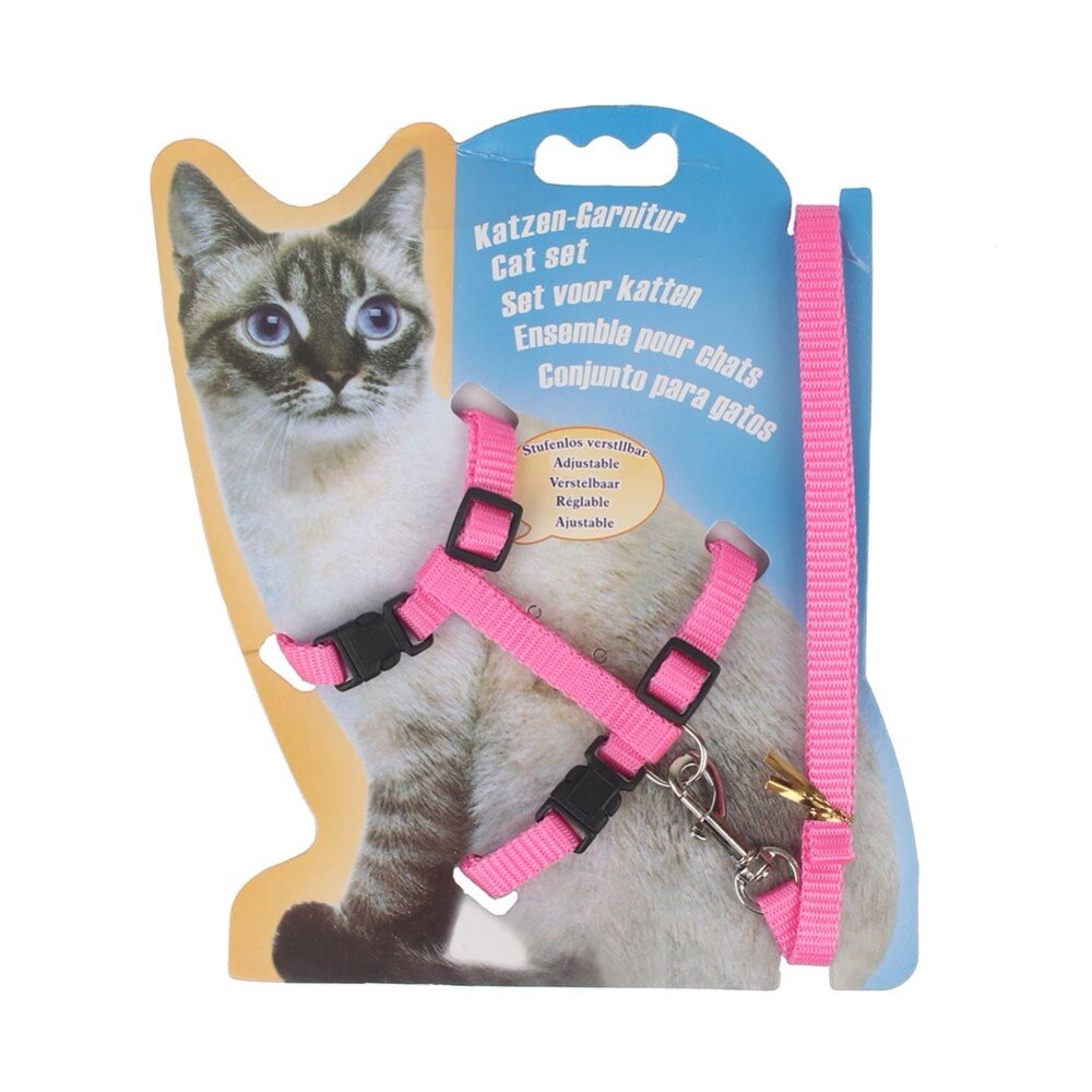 Kjæledyr katt krage sele og bånd justerbar nylon kjæledyr trekkraft kattunge halter krage katter produkter for katt kjæledyr sele belte