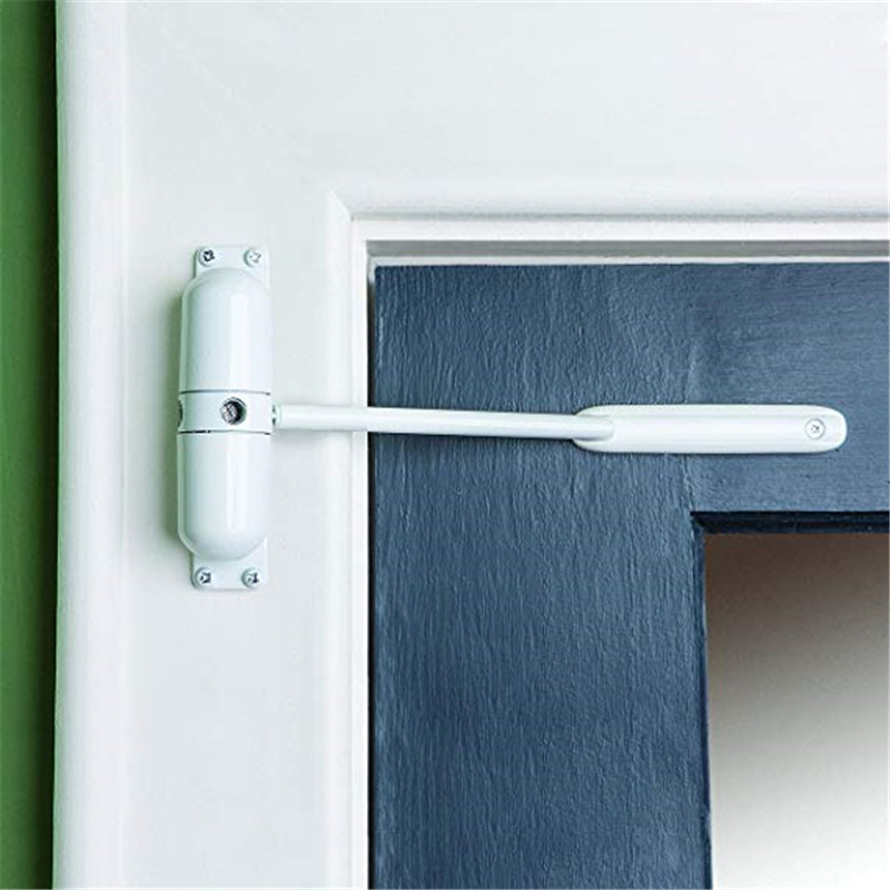 White Spring Closing Door Zinc Alloy Adjustable Surface Mounted Automatic Door Closer Fire Rated Door Stopper Door Hardware