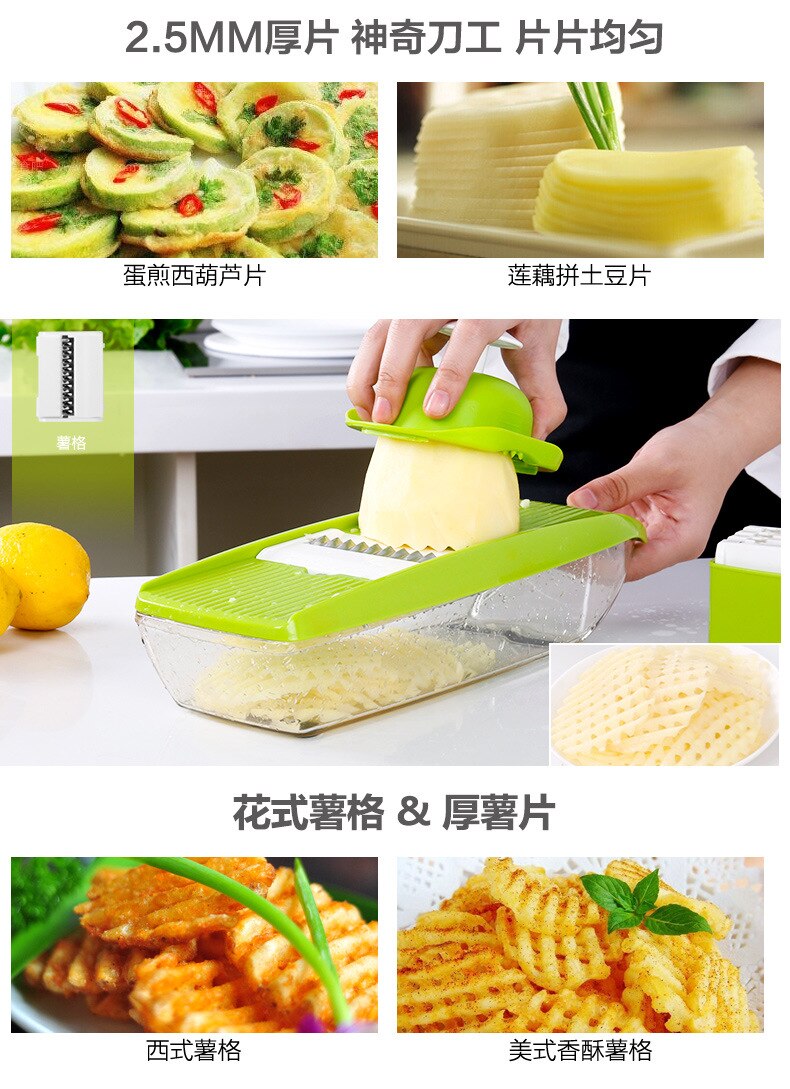 Mandoline Slicer Handleiding Plantaardige Cutter met 5 Blades Aardappel Wortel Rasp voor Groente Ui Slicer Keuken Accessoires