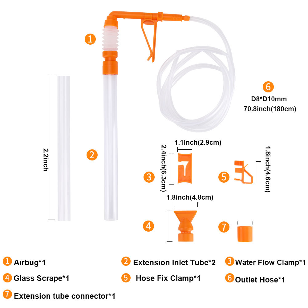 Aquarium Siphon Tube Fish Tank Cleaner Vacuum Pump Gravel Cleaner Sand Trap Filter changer Water Exchange Tool Suction Pipe Tube