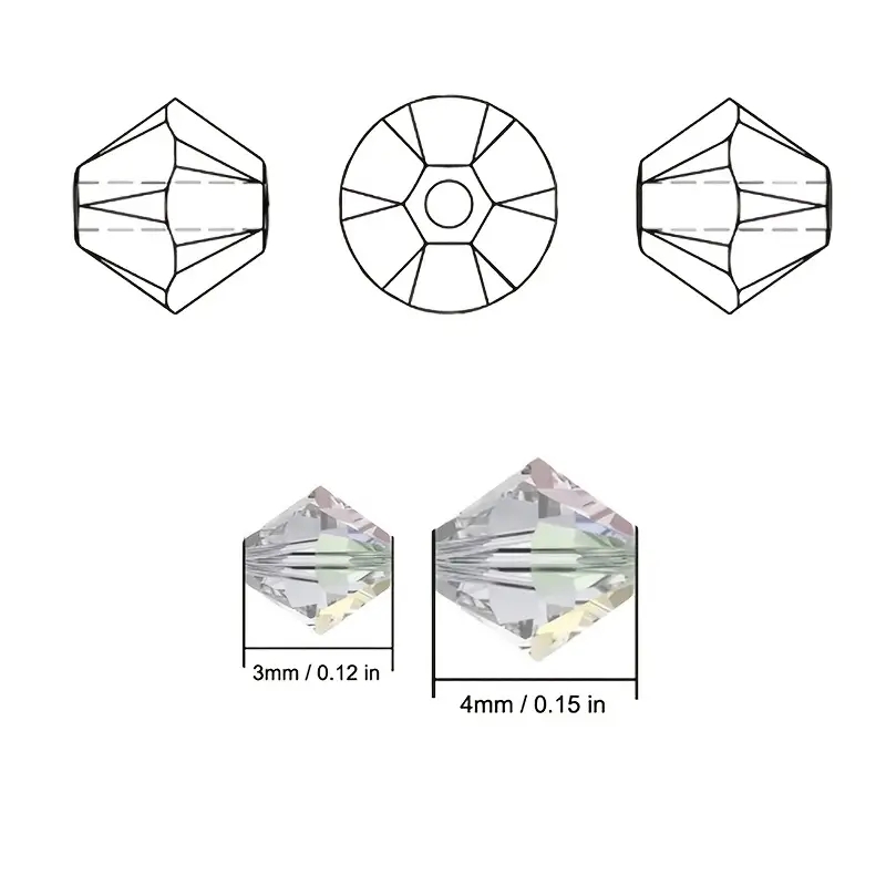 300 Uds. Exquisitas cuentas de cristal sueltas bicono de 4mm para accesorios de fabricación de joyas 001-020