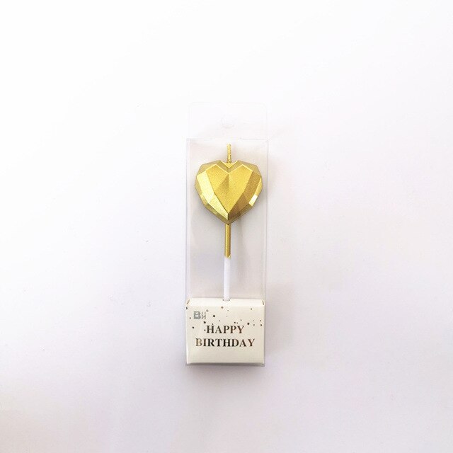 Verjaardagstaart Kaars Diamant Hart Stervorm Creatieve 3D Mooie Cupcake Kaars Kinderen Party Decoratie: A1