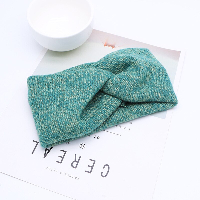 Winter Oor Wollen Cross Gevlochten Gebreide Soft Warmer Hoofdband Voor Vrouwen Bandana Effen Kleur Tulband Haarband Meisje Haar Accessoires: 6