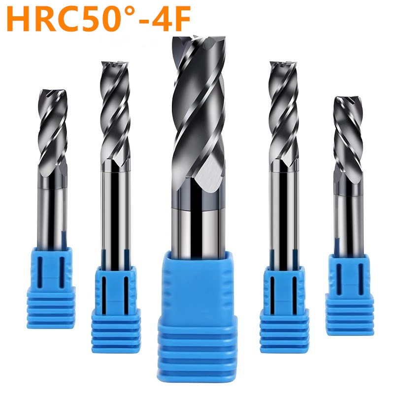 End mills HRC50 1mm 2mm 3mm 4mm 5mm 6mm 8mm 10mm 12mm 4Flute PVD coated carbide tungsten carbide end mills