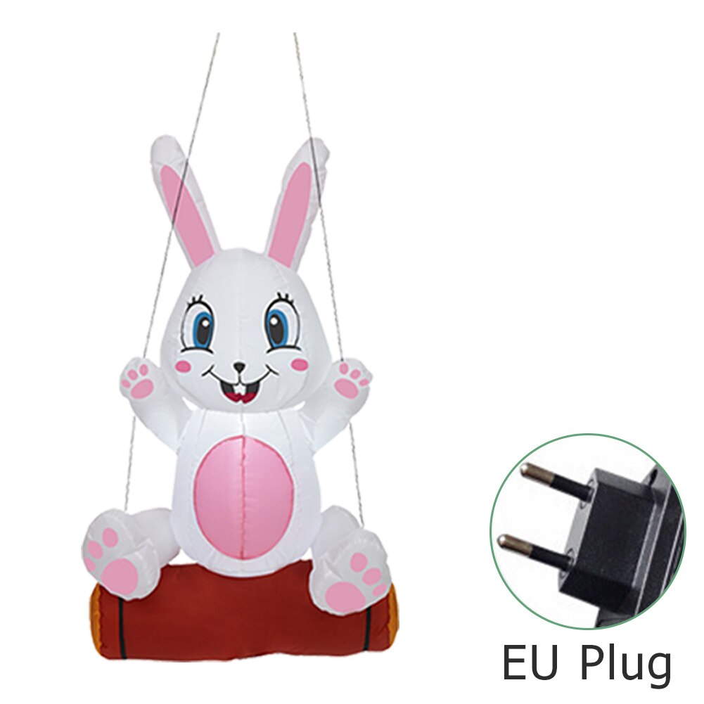 Inflatable Easter Swing Rabbit Toys with Build-in LED Luminous Bunny Decor 2022 for Home Outdoor Party Prop US/UK/AU/US Plug: M1.2m