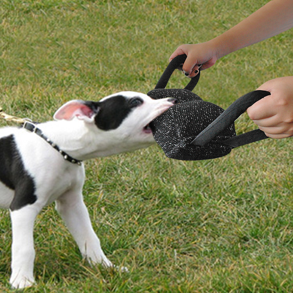 Stærk hund bid træning legetøj tykke linned hunde bid slæbebåd pude legetøj 2 håndtag til smidighed hunde  k9 tygge spille kæledyr forsyninger