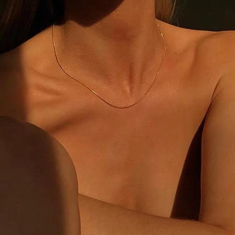 Glänzend Hals Kette Minimalistischen Halsband Halsketten Für Frauen Mädchen Gold Farbe Kragen Schicht Halsband Halsketten Punk Party Schmuck