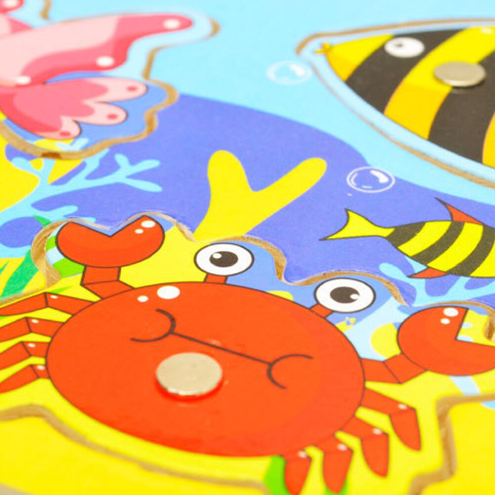 Houten Cartoon Diy Educatief Kids Funny Niet Giftig Games Vroeg Leren Magnetische Vissen Speelgoed