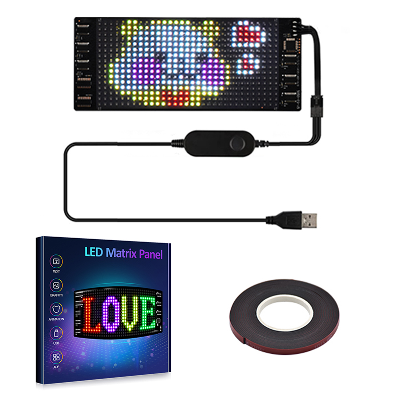 LED Matrix Pixel Panel ,USB 5V Flexible Addressable RGB Pattern Graffiti Scrolling Text Animation Display Car Shop,Bluetooth APP: WHITE
