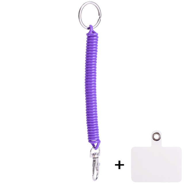 Cadena antipérdida, cuerda de resorte elástica en espiral, correa de cordón multifuncional para teléfono móvil, llavero, soporte, gancho de cierre: Rosa