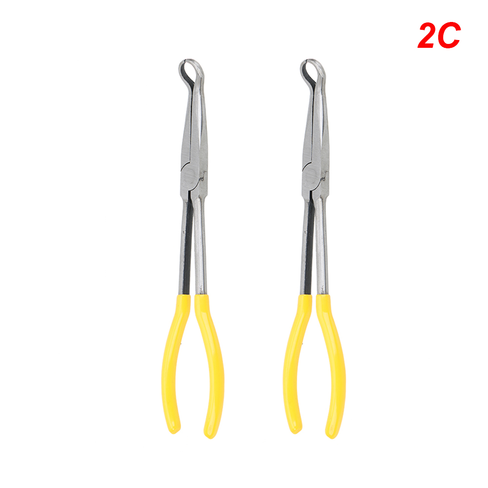 Alicates de punta Extra larga DIY, equipo mecánico de punta recta doblada, herramientas de extracción manual, Clips de llave, Kit de cuidado automático, accesorios para coche: Negro