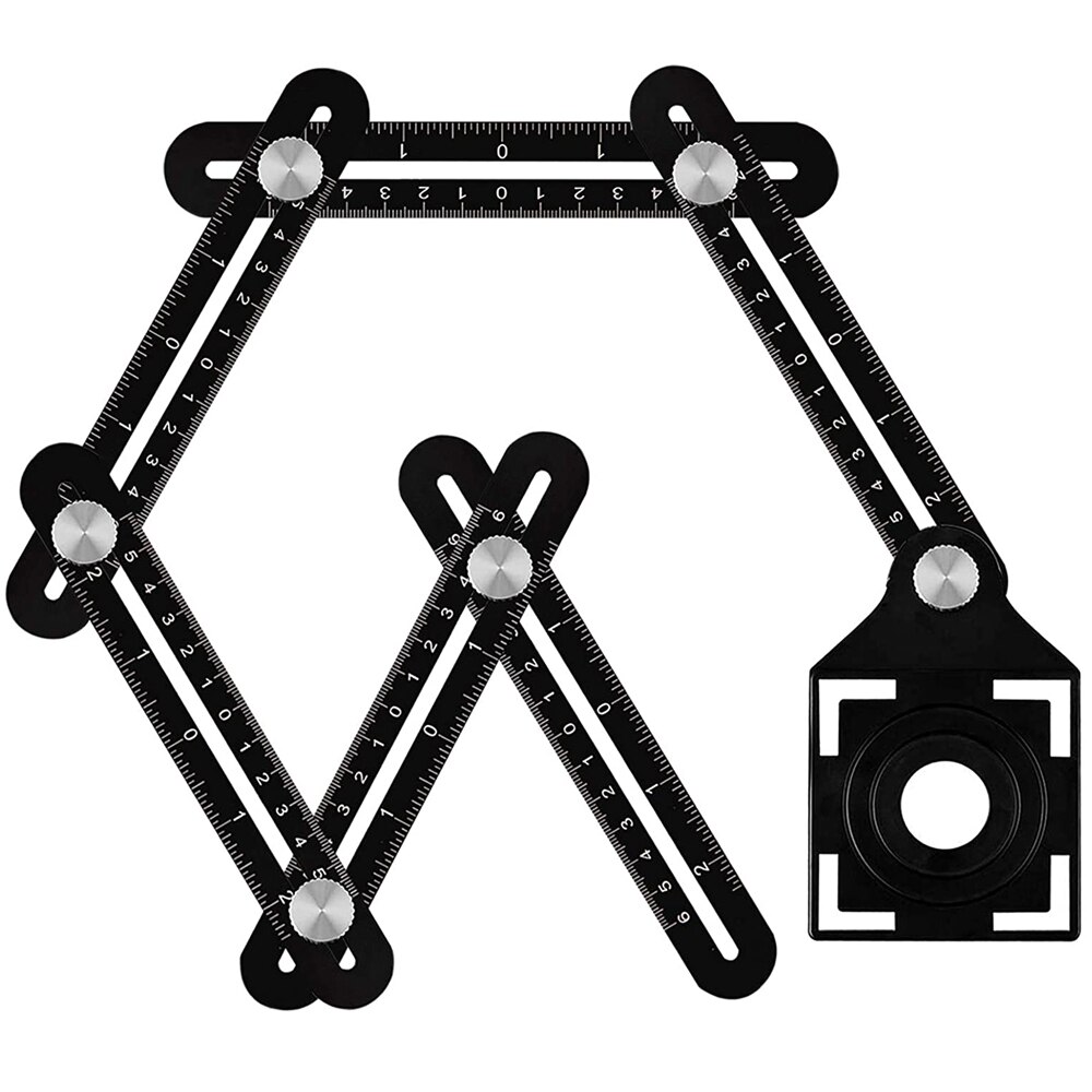 Metal vinkel lineal finder måle lineal aluminiumslegering 6- gange perforeret form skabelon værktøj izer locator bor guide flise hul