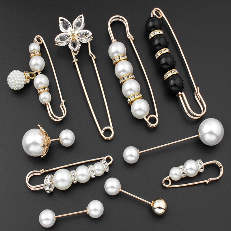 Vrouwen Mode Parel Manchetknopen Taille Gesp Pin Sieraden Accessoires Vrouwelijke Rok Broche Metalen Knoppen Set