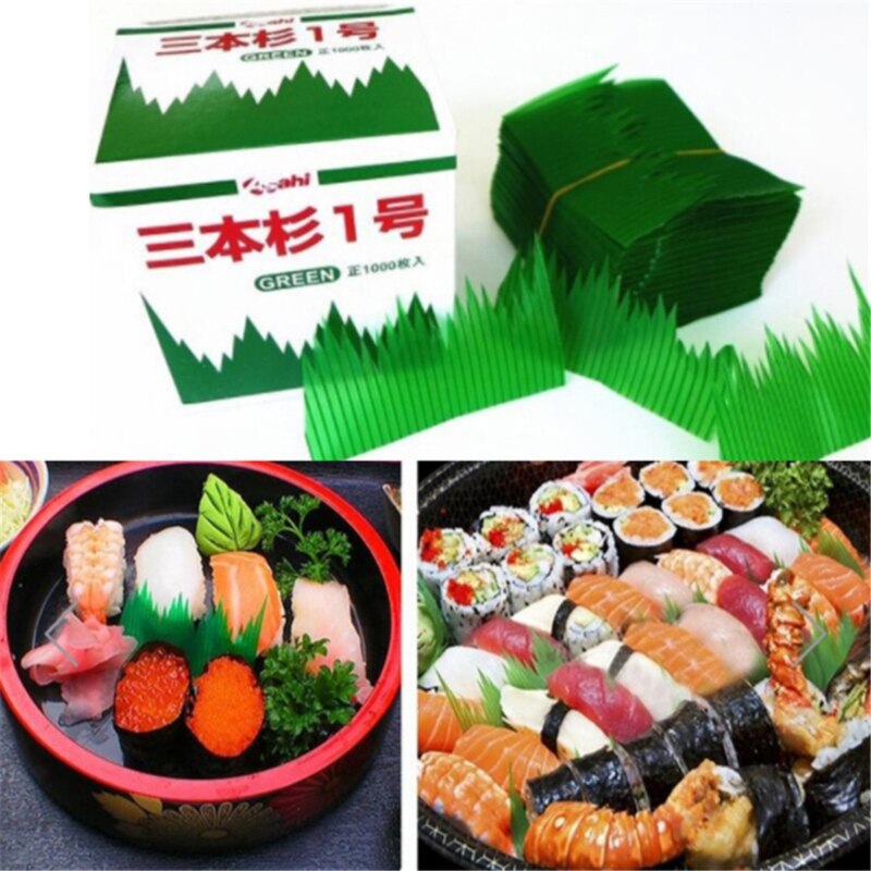 Green Leaf Japanese Food Sushi Decoration Leaves Sushi Grass Plastic Leaf Sashimi Decor Tools