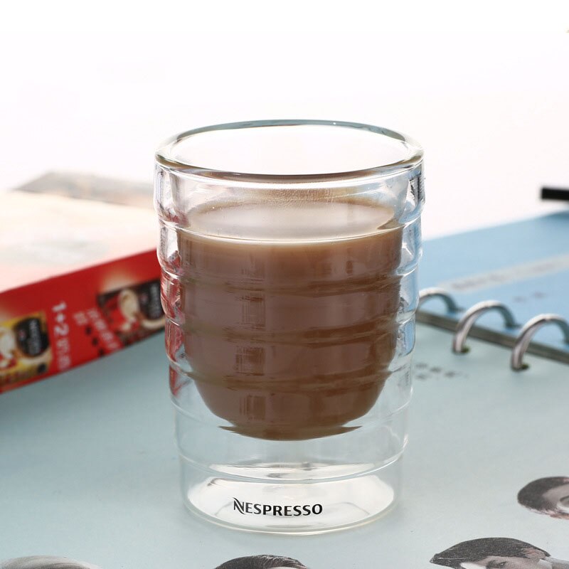 Taza de café Caneca de doble pared, tazas de té de vidrio, proteína de suero de leche, café Nespresso, expreso, 85ml, 150ml, 4 unids/set/juego