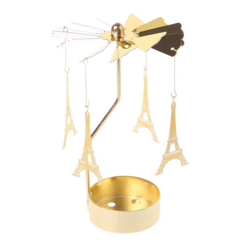 Guldmetal roterende spinner karrusellys te lysholder multi-form romantisk bord xmas dekorationer intet lys: 8