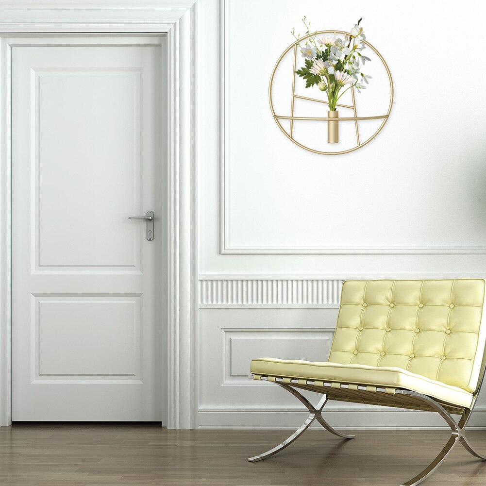 Embellishment DIY Crafts Decorations 3D Golden Circle Modern Candle Holder Home Decor Metal Wall Hanging Candlestick