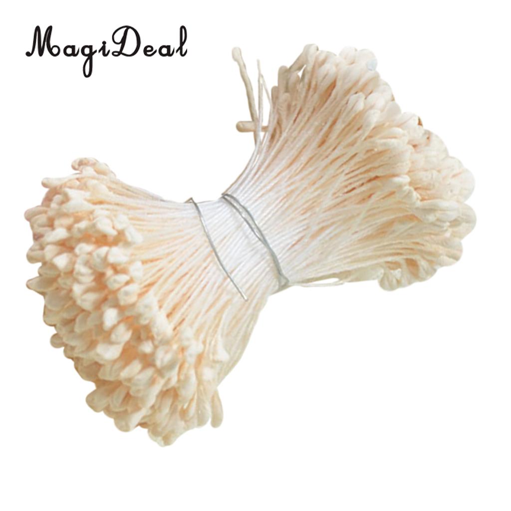 720 Pcs 6 Cm Kunstmatige Double Heads Bloem Meeldraden Stamper Voor Diy Bruiloft Bloem Bal Beige Paars