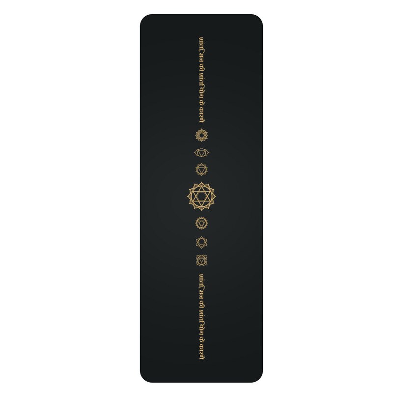 Lezyan Natural Pu Rubber Yoga Mat Bronzing Meditation Mat Middle Line Dry and Wet Non-slip Widening Pilates Fitness: Black 7 chakras