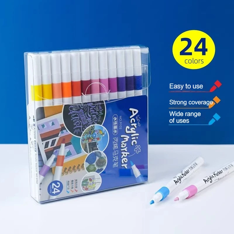 12-60 Colors Acrylic Markers Pen Set Paint Art Marker Soft Tip Pen for Children Stone Paint Ceramic Glass Wood Fabric Painting: green