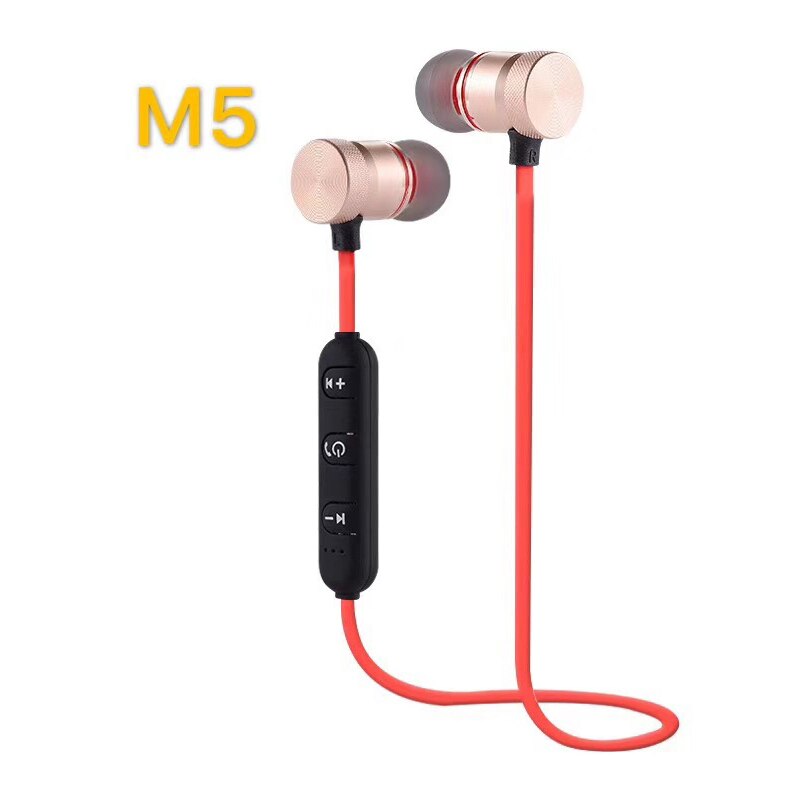Voor M5 Magnetische Oordopjes Headset Echte Draadloze Bluetooth Headset Universal Bass Stereo Sport Oortelefoon Met Knop Controle