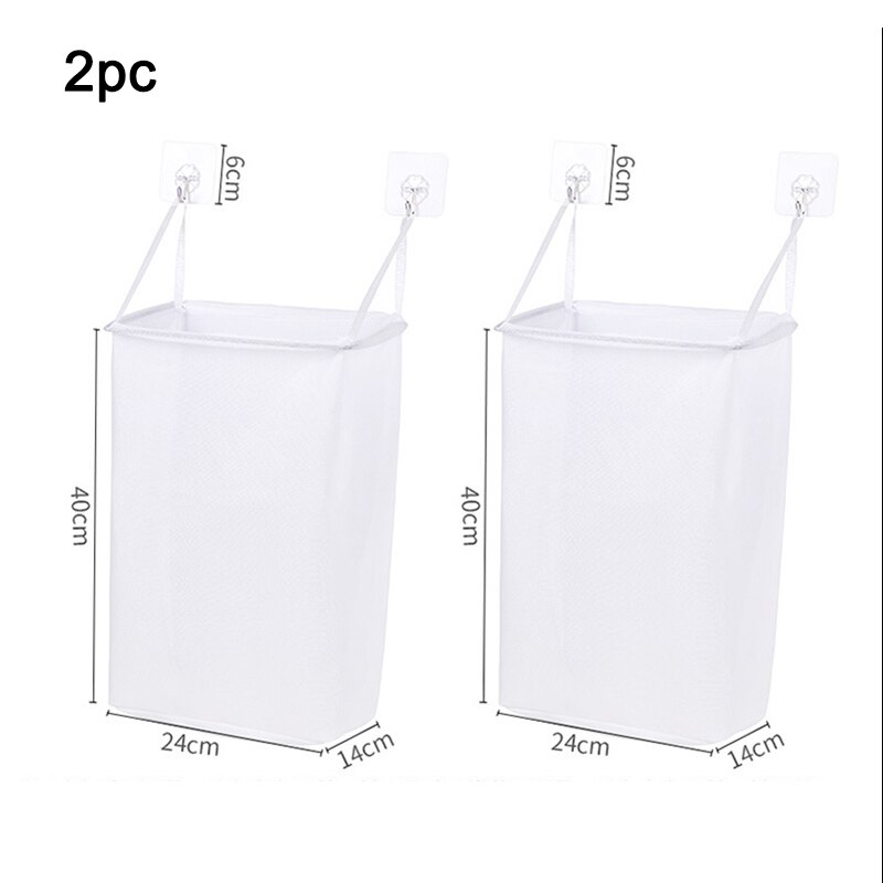 Væghængende vasketøjskurv arrangør simpel tøjopbevaring spand stærk pasta ingen stansning badeværelse arrangørholderpose: 2 stk