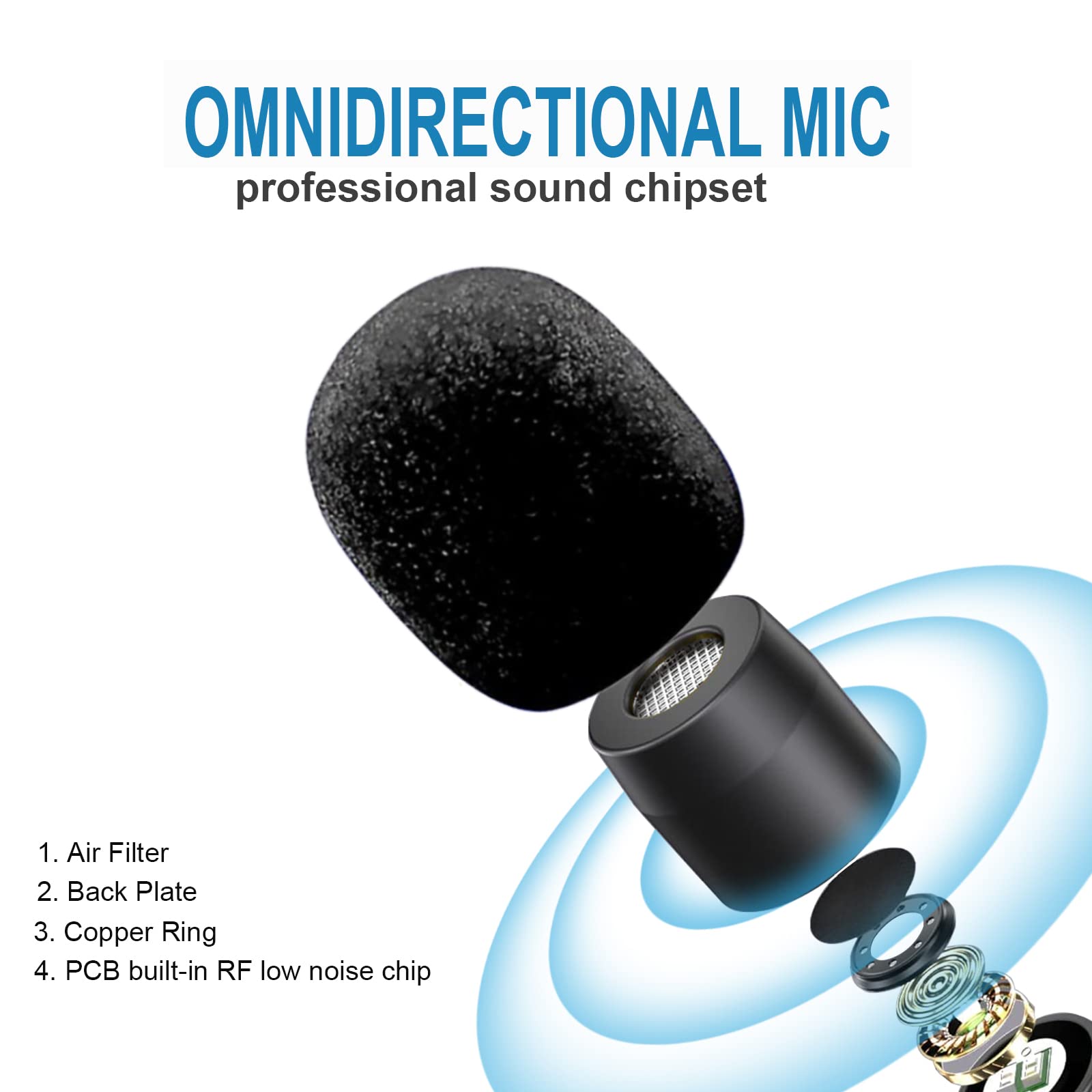 Wireless Microphone for iPhone iPad Android Lavalier for Video Recording TikTok Facebook Live Interview Plug Play Lapel Mic