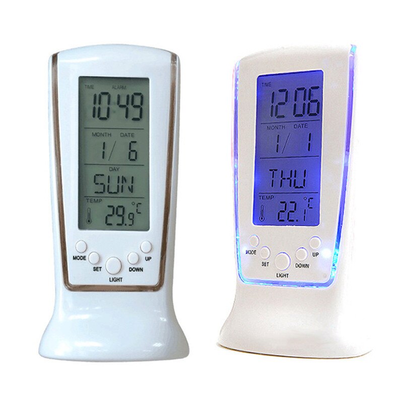 Student Mini Led Digital Clock Desk Mute Alarm Clock with Backlight Large Display Time Temperature Date Week 1pc