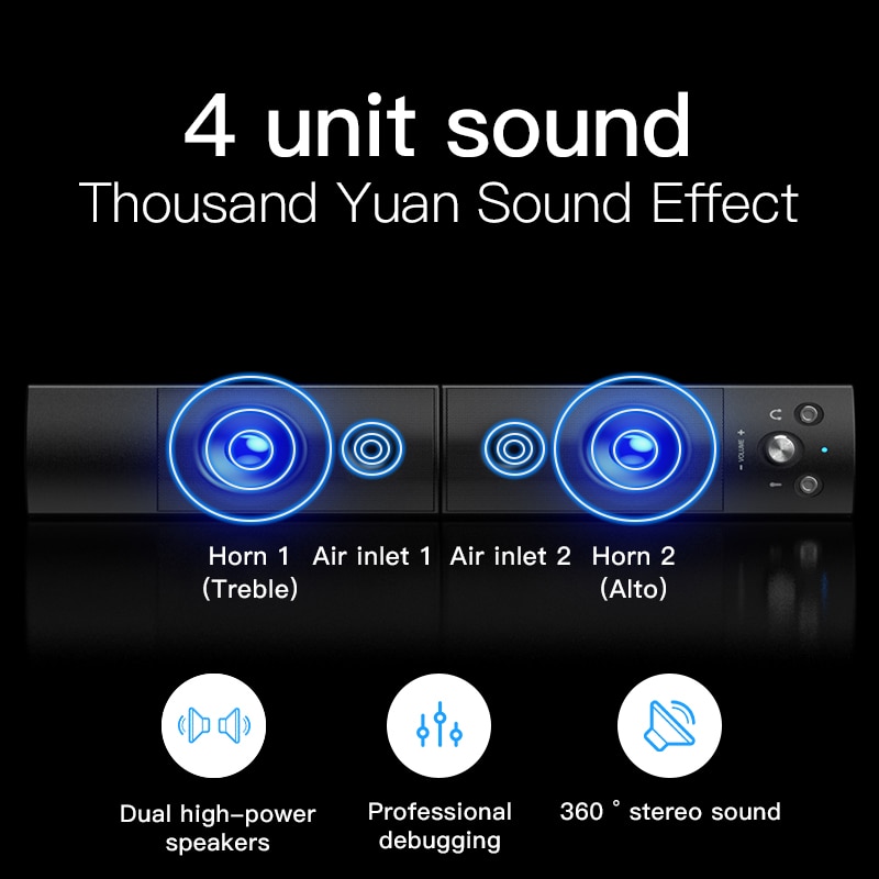 Computer Speakers Detachable Bluetooth Speaker Bar Surround Sound Subwoofer For Computer PC Laptop USB Wired Dual Music Player