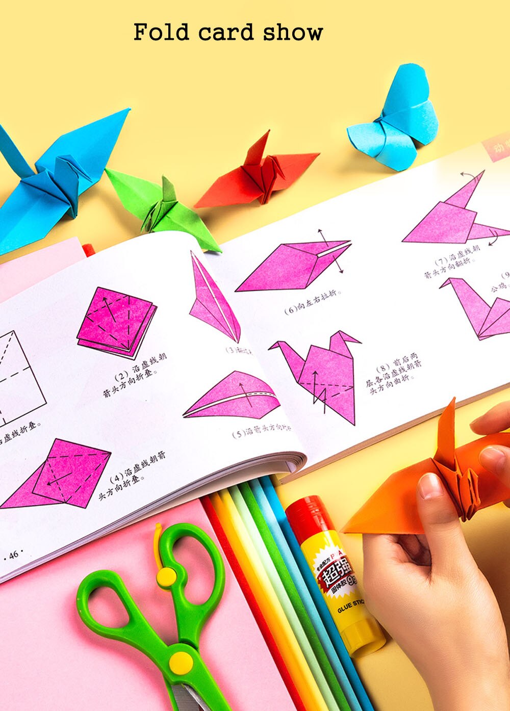 100 stk håndlaget origami papir for barn gjør-det-selv 10 farger brettepapir doble sider håndverk utklippsbok kort flerfarget firkantet papir